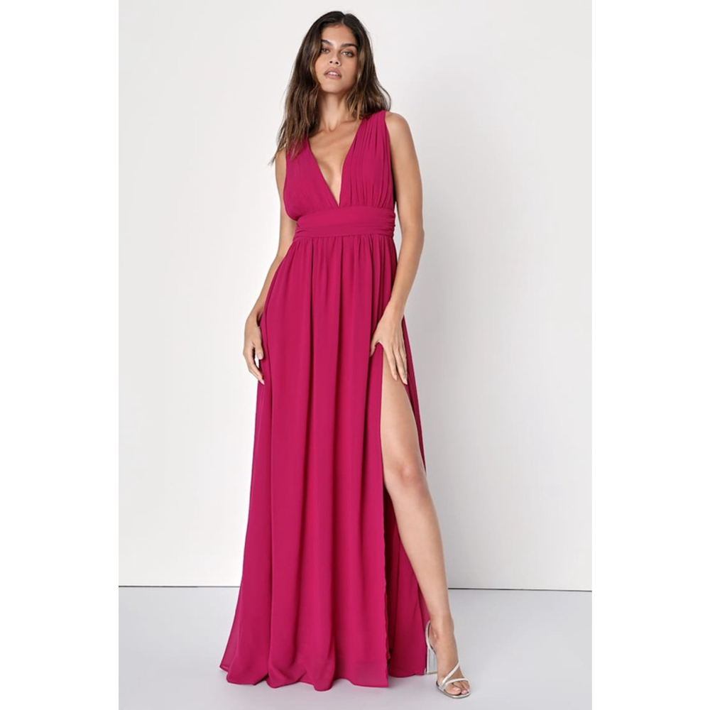 NWOT Lulus Heavenly Hues Magenta Maxi Dress Size S